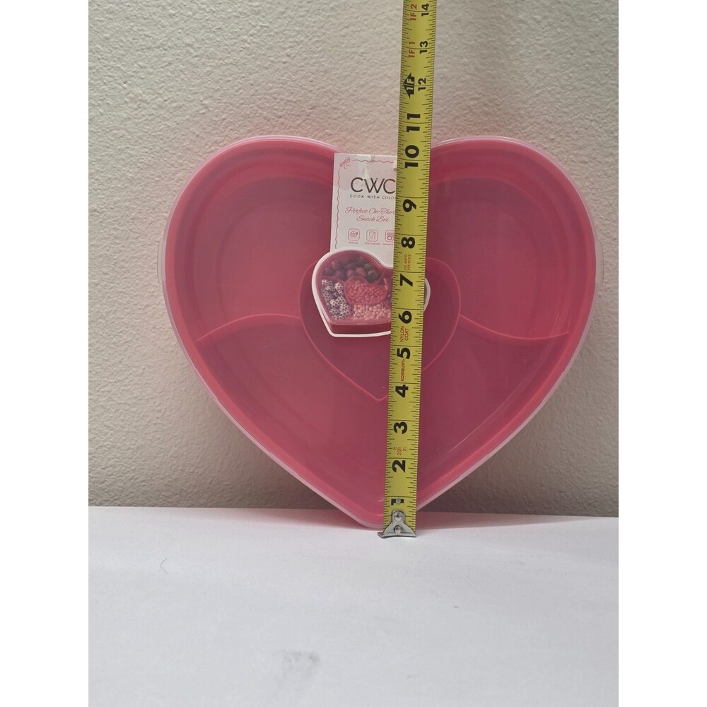 CWC Red Heart Shaped Snack Box Small Food Container with Snap Lid Portable - Picture 2 of 3